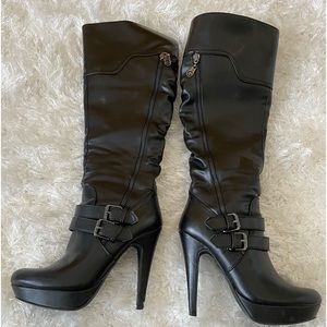 G by guess black boots faux leather
